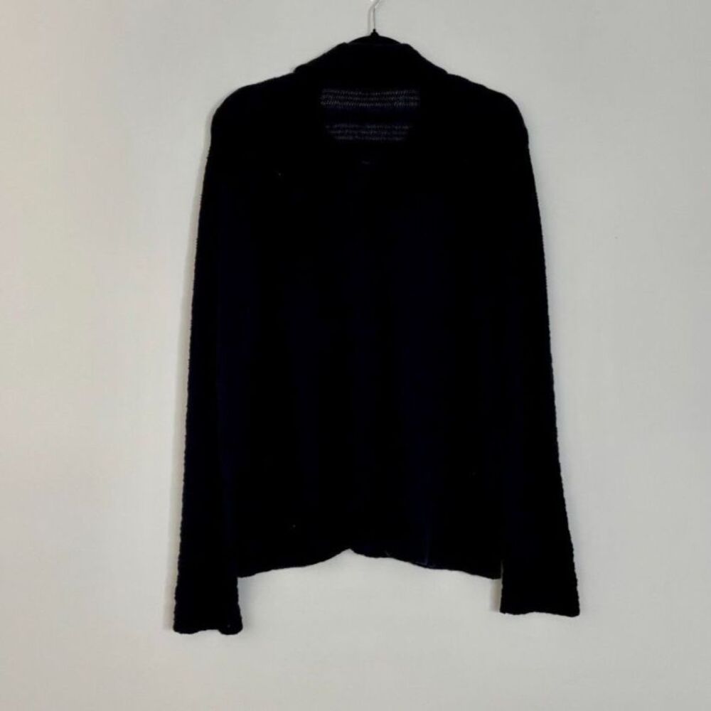 Coldwater Creek Pointelle Open Knit Button Front Cardigan Sweater Navy Blue XL - Picture 4 of 5